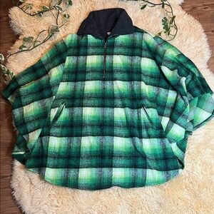 Free People Woodstock Brushed Plaid Poncho